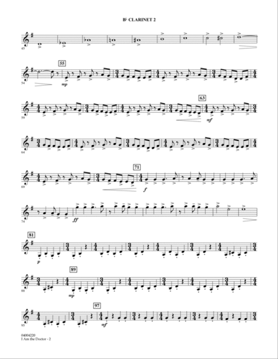 I Am the Doctor (from Doctor Who) - Bb Clarinet 2 B-Flat Clarinet scores gallery preview page 2