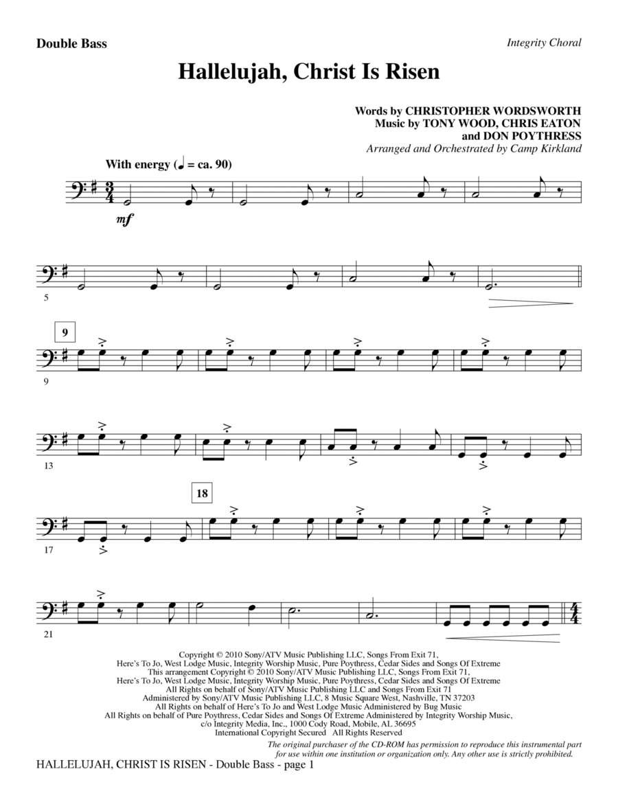 Hallelujah, Christ Is Risen - Double Bass Choir scores gallery preview page 1