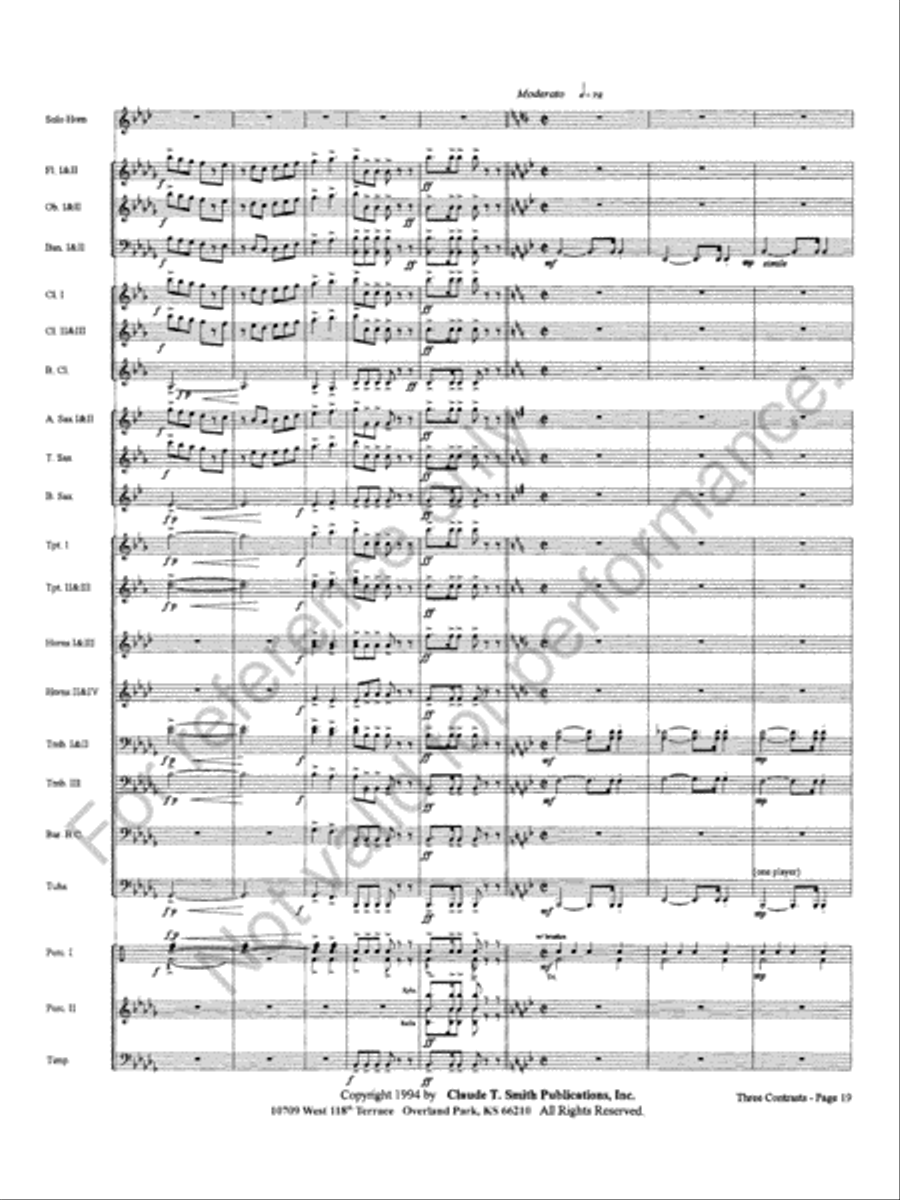 Three Contrasts for Two Horns And Wind Ensemble Concert Band scores gallery preview page 23