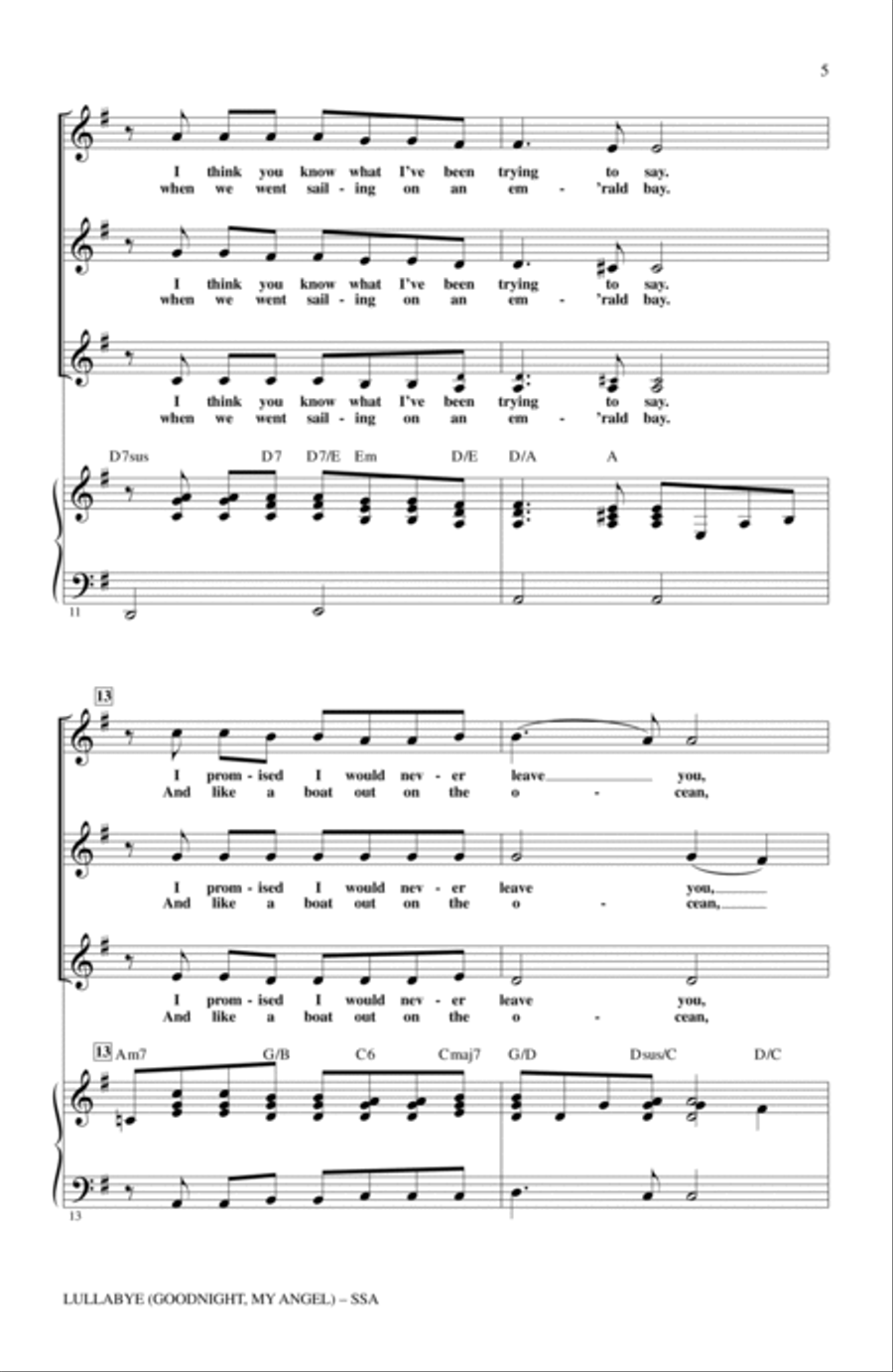 Lullabye (Goodnight, My Angel) SSA scores gallery preview page 3