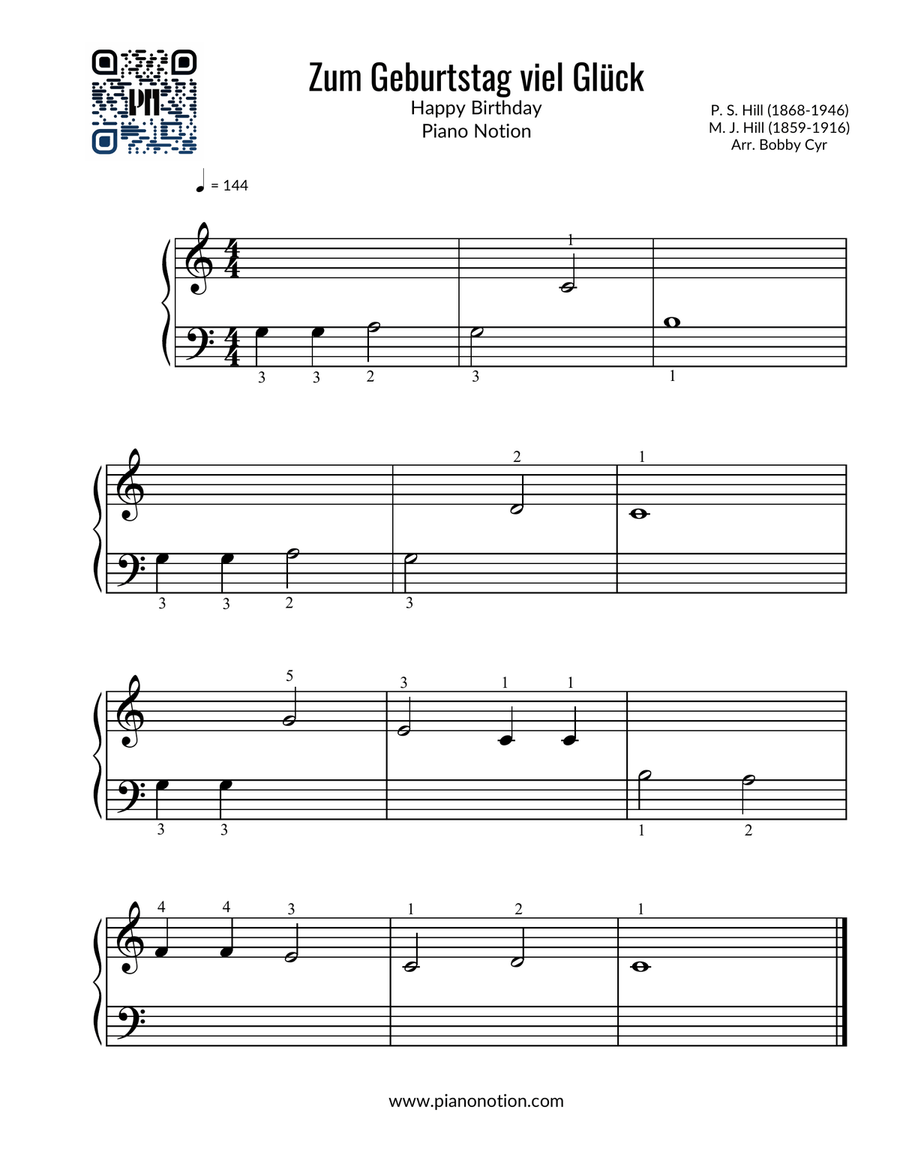 Zum Geburtstag viel Glück / Happy Birthday Easy Piano scores gallery preview page 1