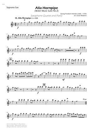 Alla Hornpipe by Handel - Sax Quartet and Piano (Individual Parts)