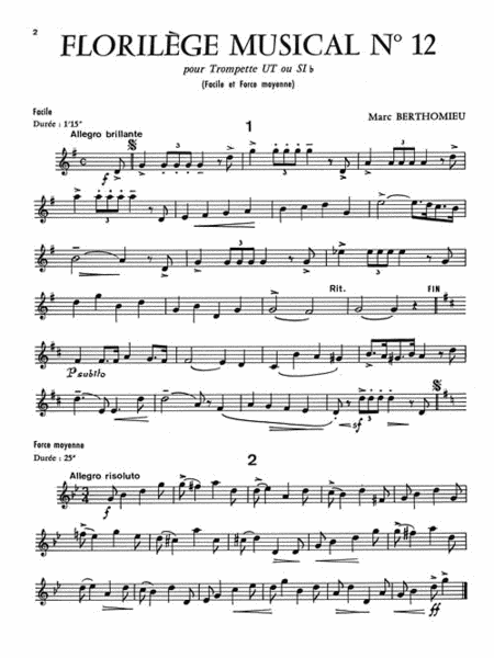 Berthomieu Florilege Musical No.12 Lm052 Trumpet Solo Book