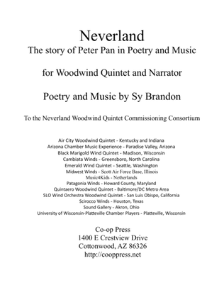 Book cover for Neverland for Woodwind Quintet and Narrator