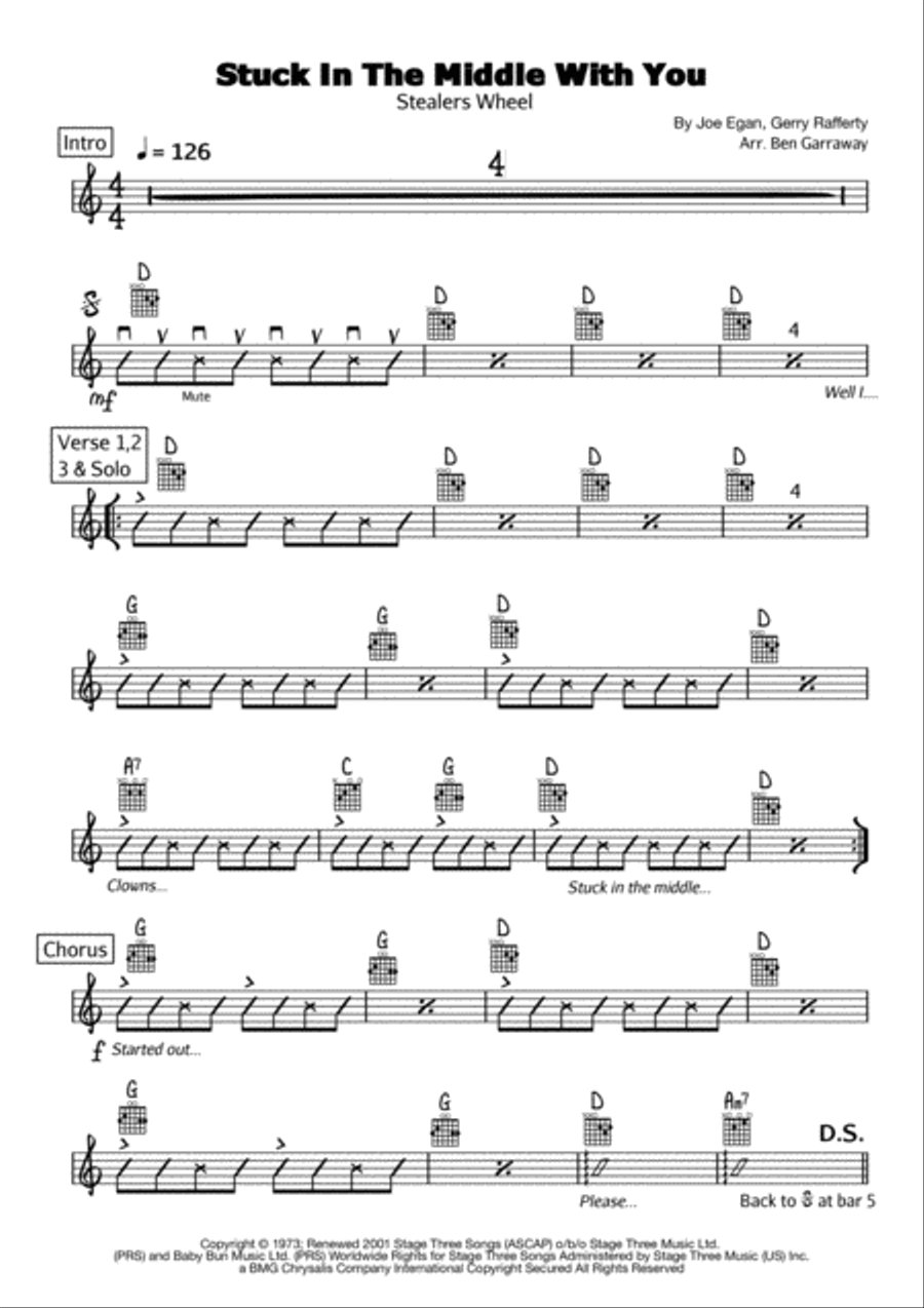 Stuck In The Middle With You Guitar Tablature scores gallery preview page 1