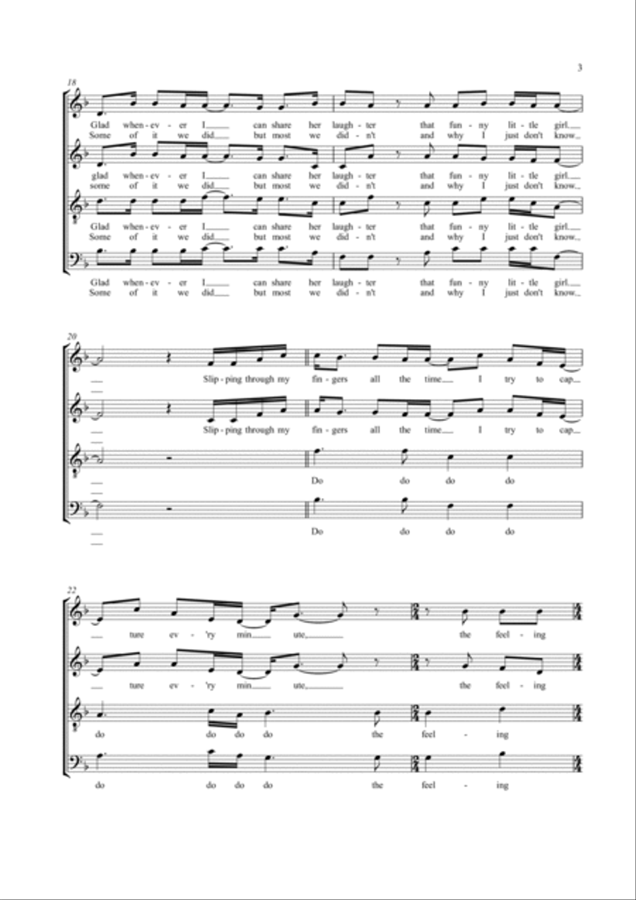 Slipping Through My Fingers 4-Part scores gallery preview page 3