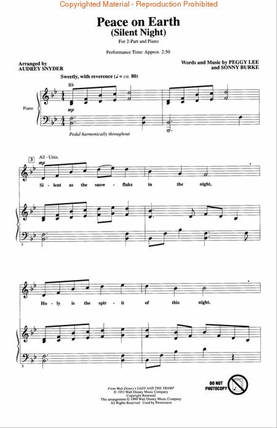 Peace on Earth (Silent Night) 2-Part scores gallery preview page 2