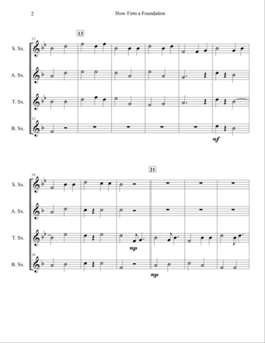 How Firm a Foundation (Sax Quartet) Saxophone Quartet scores gallery preview page 5