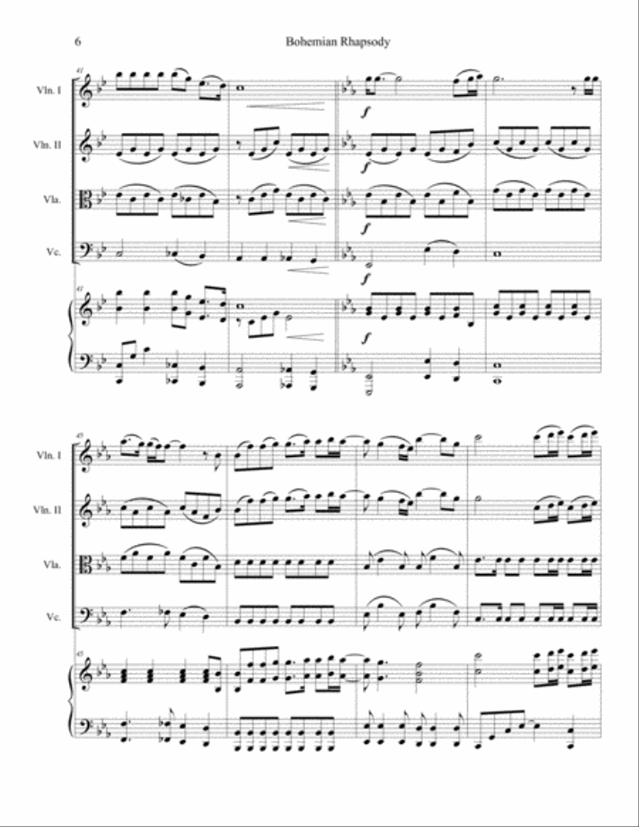 Bohemian Rhapsody Piano Quintet scores gallery preview page 6