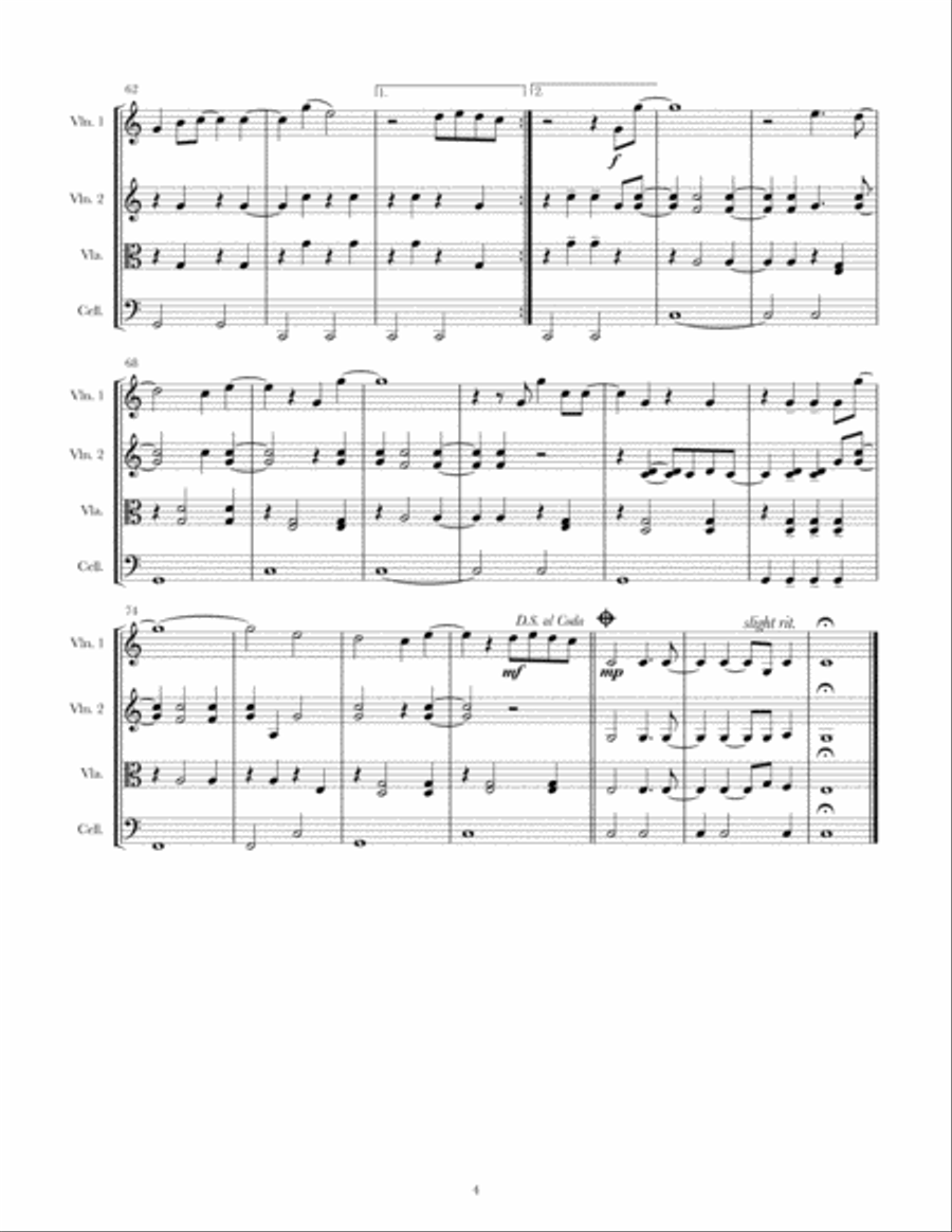 Ho Hey Ho Hey String Quartet scores gallery preview page 4