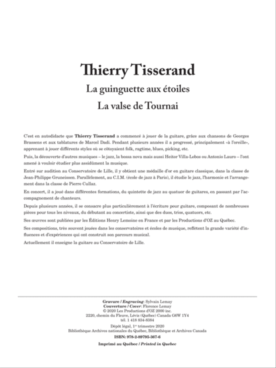 La guinguette aux étoiles, La valse de Tournai Classical Guitar scores gallery preview page 2