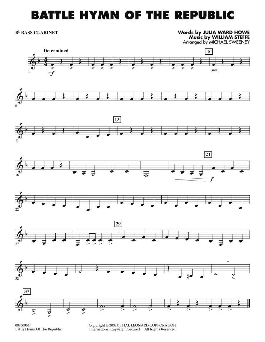 Battle Hymn of the Republic - Bb Bass Clarinet Concert Band scores gallery preview page 1