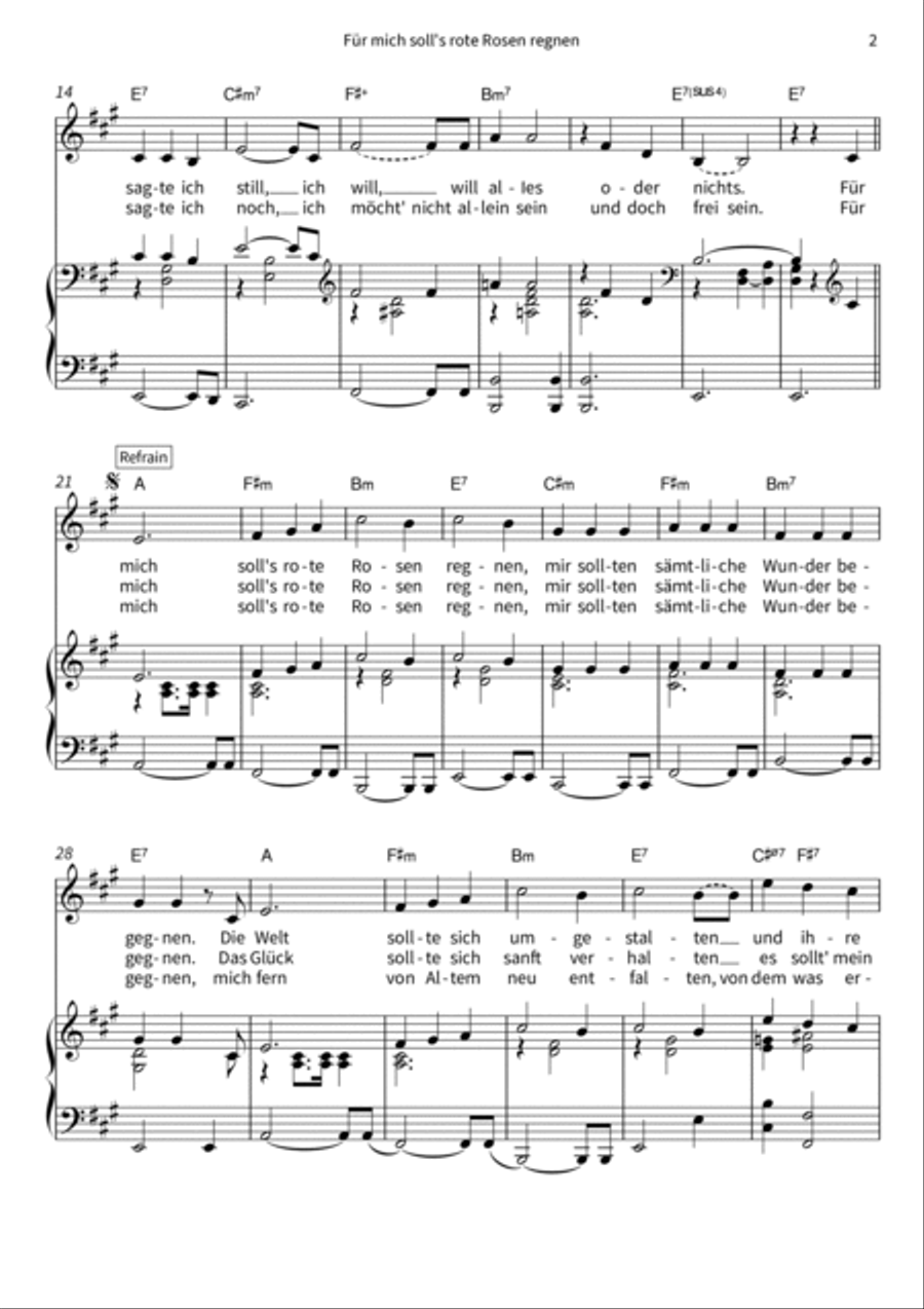 Für mich soll's rote Rosen regnen Low Voice scores gallery preview page 4