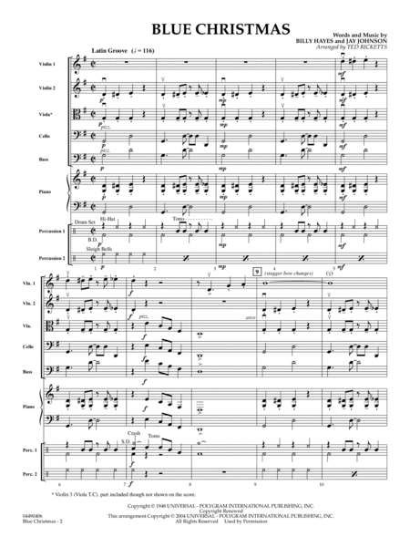 Blue Christmas (arr. Ted Ricketts) - Conductor Score (Full Score)