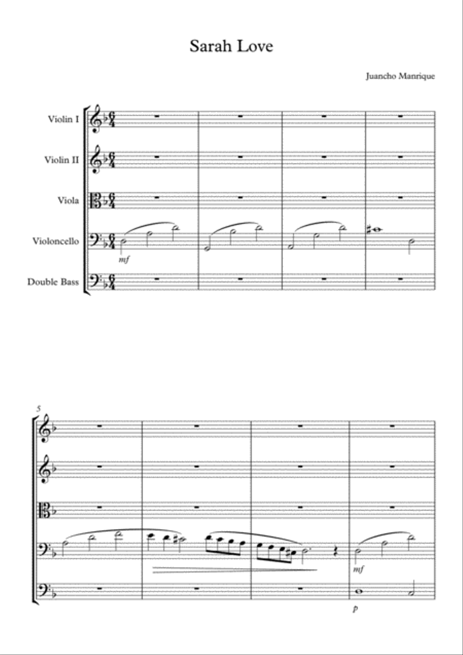 Sarah Love Sarah Love String Quintet scores gallery preview page 1