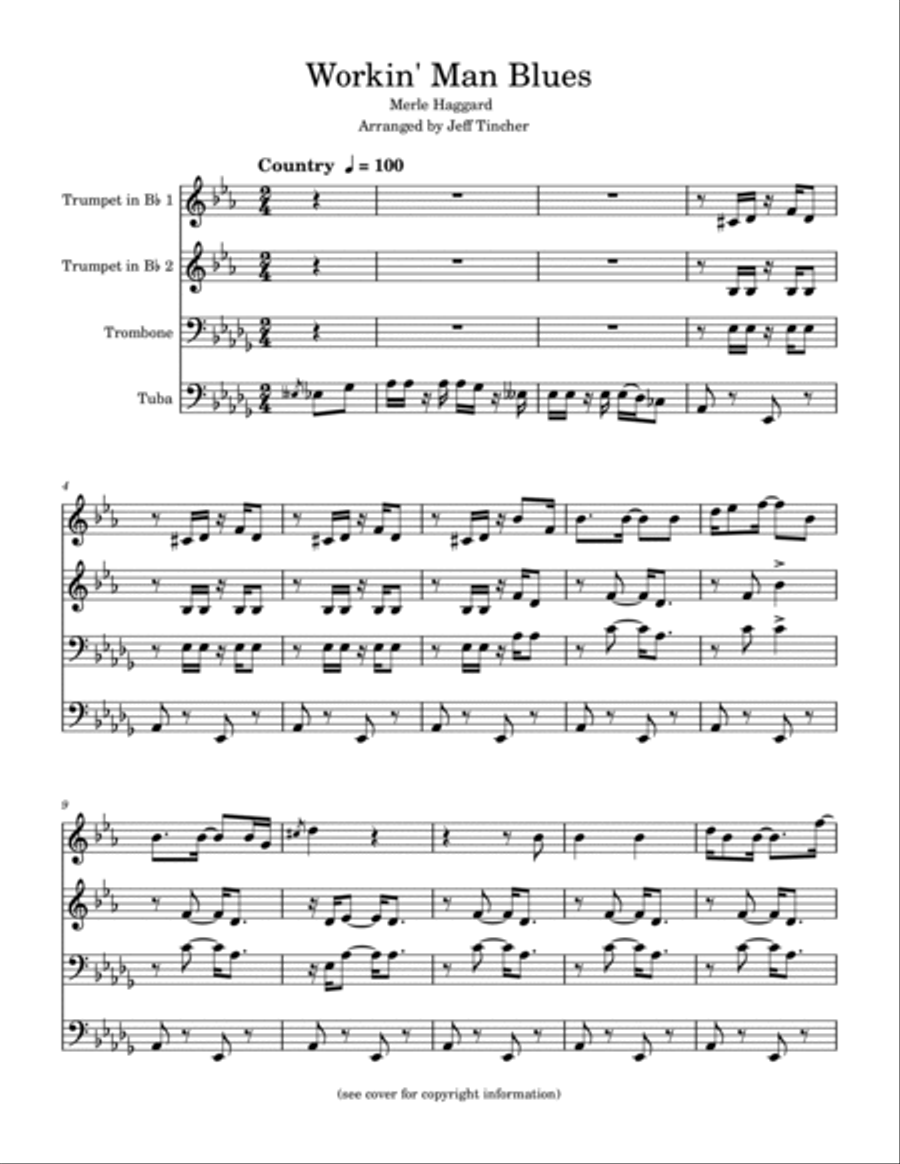 Workin' Man Blues Workin' Man Blues Brass Quartet scores gallery preview page 2