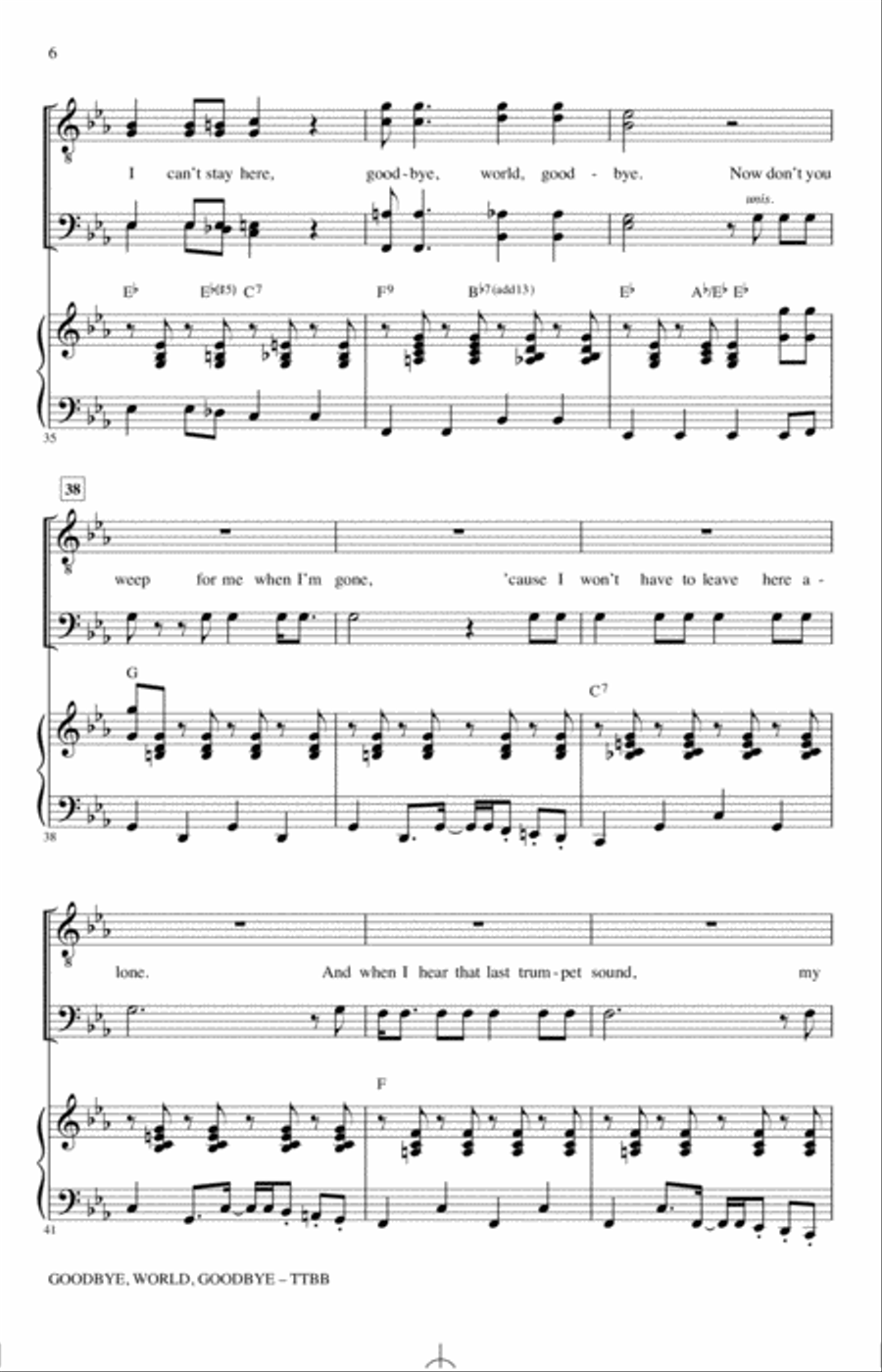 Goodbye, World, Goodbye (arr. Keith Christopher) TTBB scores gallery preview page 5