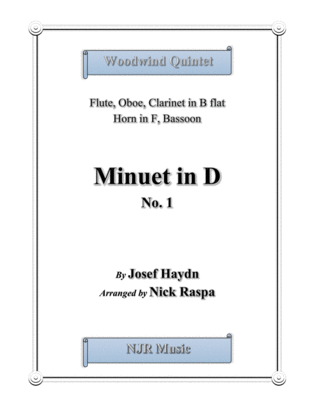 Minuet in D, No. 1 (WW quintet - fl, ob,cl,hrn in F, bin) full set image number null