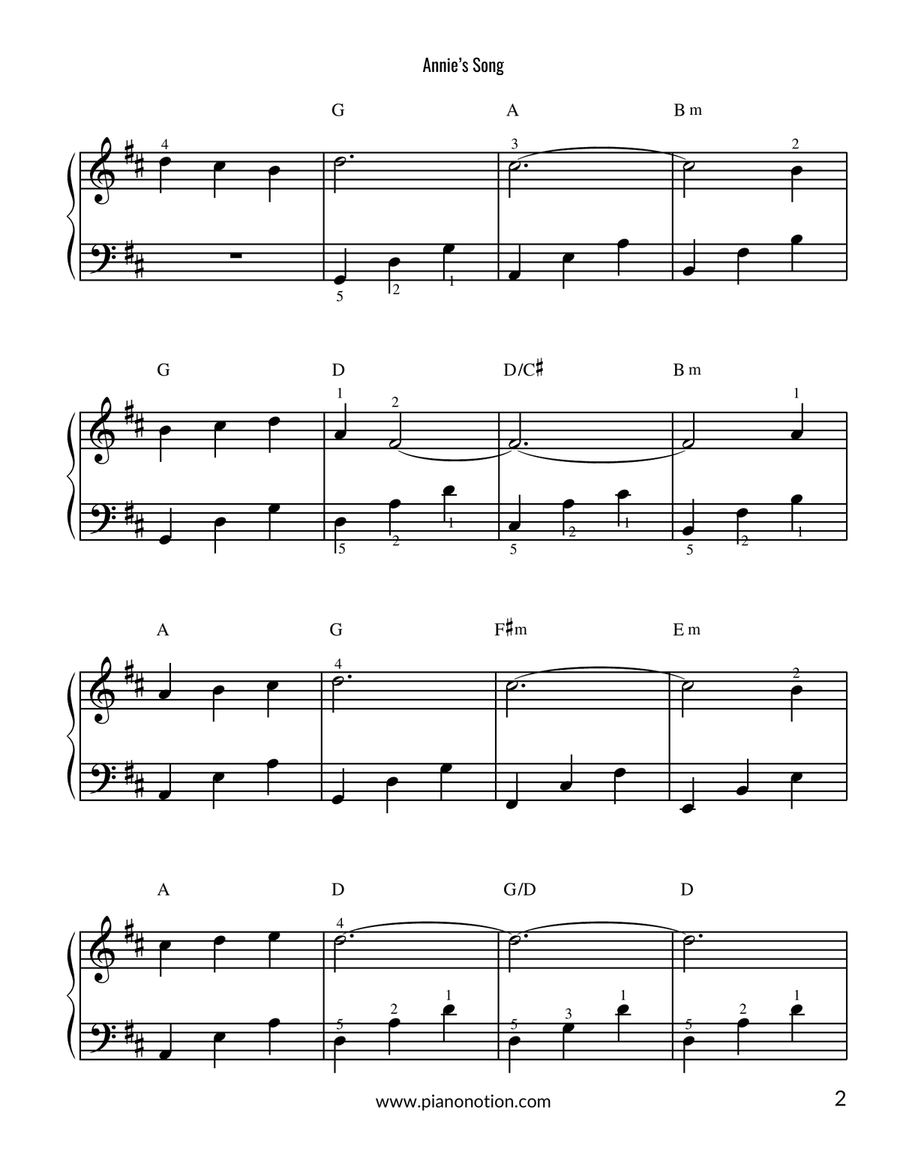 Annie's Song Annie's Song Easy Piano scores gallery preview page 2