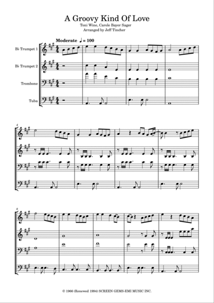 A Groovy Kind Of Love Brass Ensemble scores gallery preview page 2