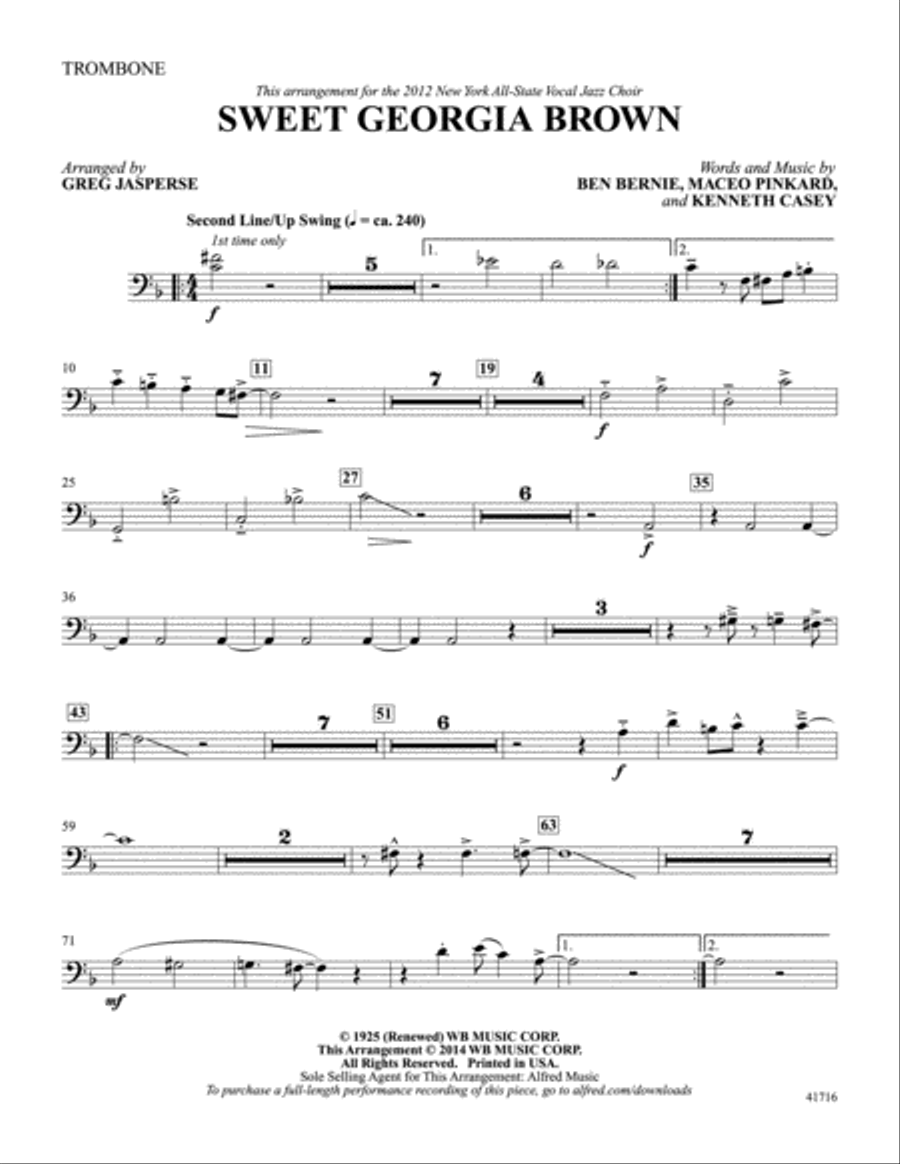 Sweet Georgia Brown: Trombone Trombone scores gallery preview page 1