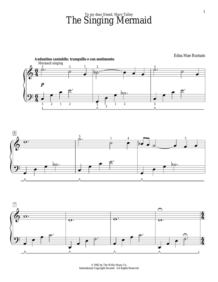 The Singing Mermaid Piano Method scores gallery preview page 1