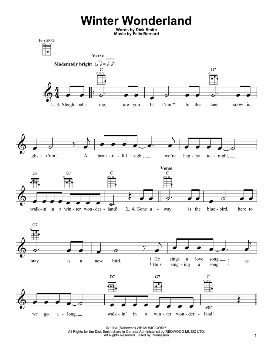 Winter Wonderland Ukulele scores gallery preview page 1