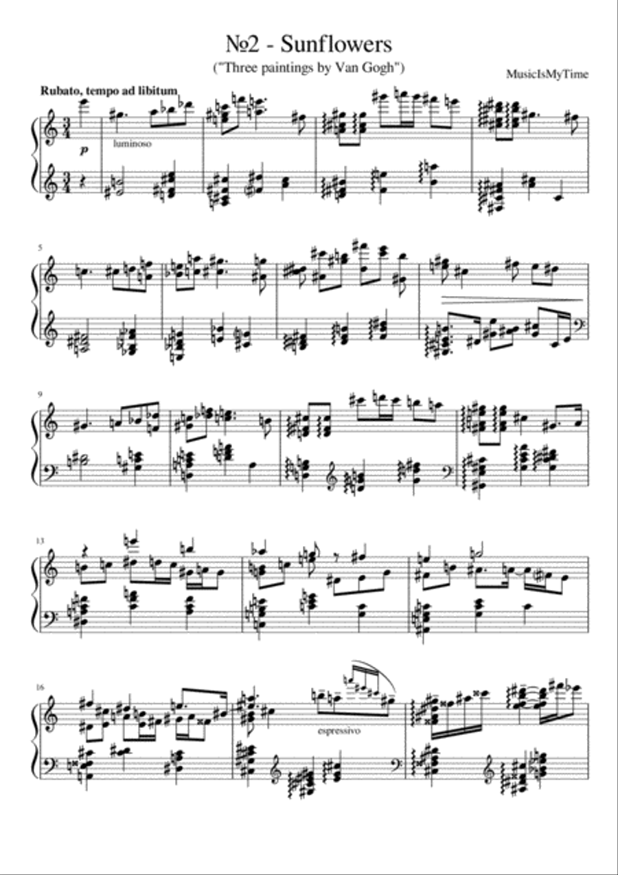 №2 - Sunflowers Piano Solo scores gallery preview page 1