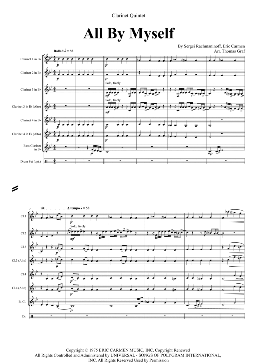 All By Myself Woodwind Ensemble scores gallery preview page 1
