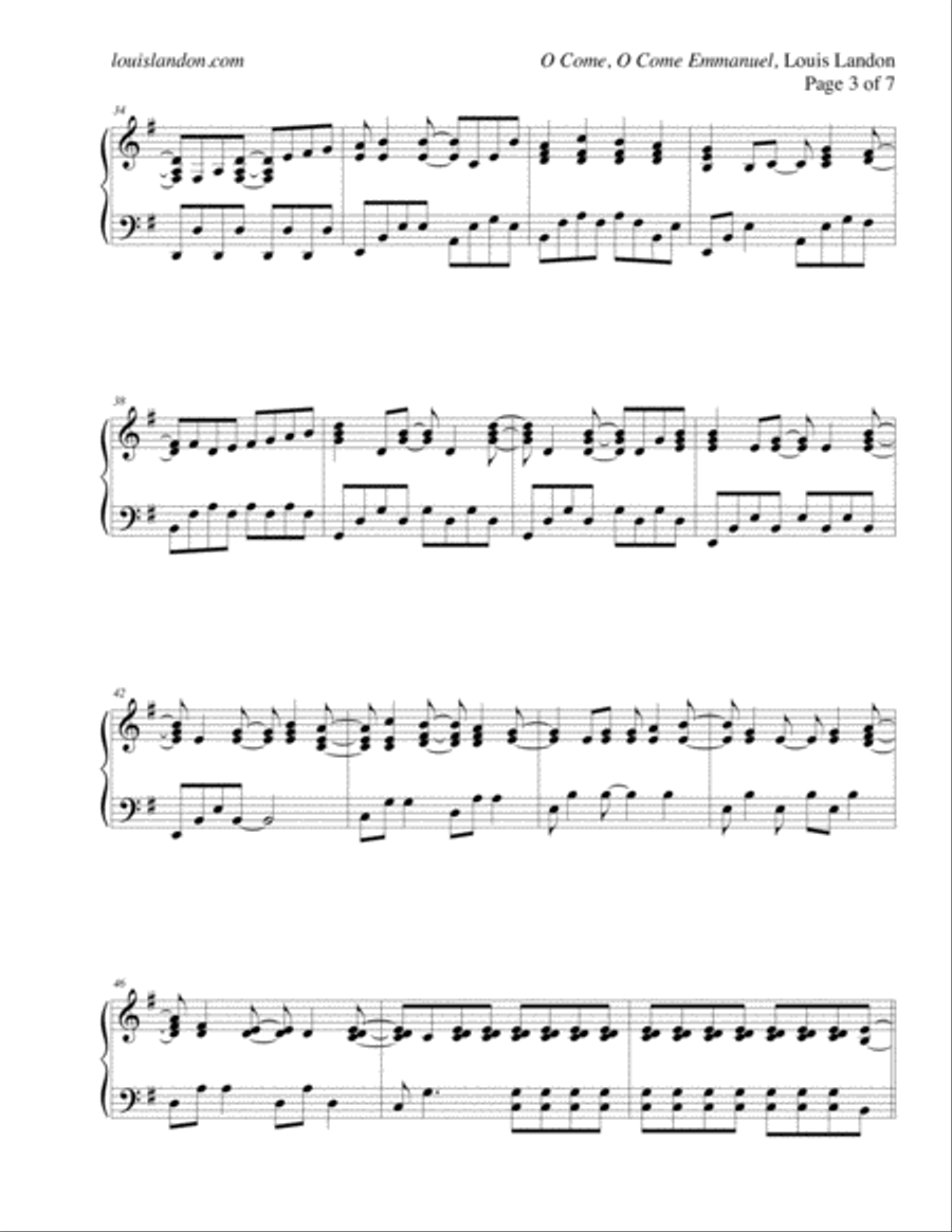 O Come, O Come Emmanuel - Traditional Christmas - Louis Landon - Solo Piano Piano Solo scores gallery preview page 4