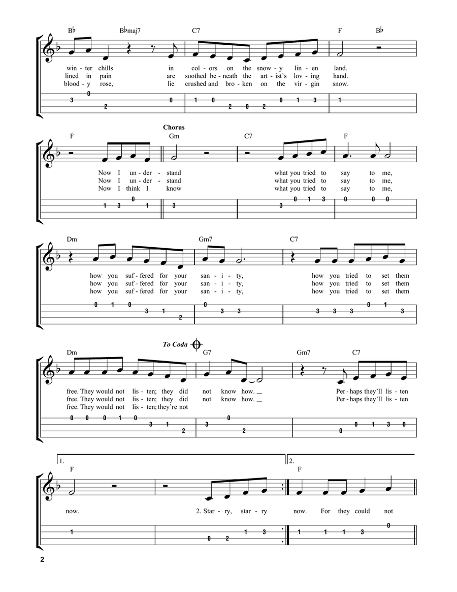 Vincent (Starry Starry Night) Ukulele scores gallery preview page 2