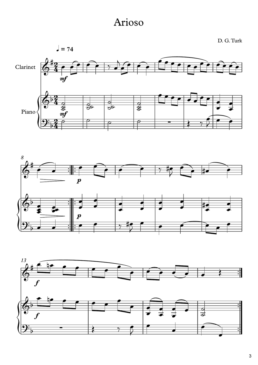 70 Easy Classical Pieces For Clarinet & Piano Clarinet Solo scores gallery preview page 5