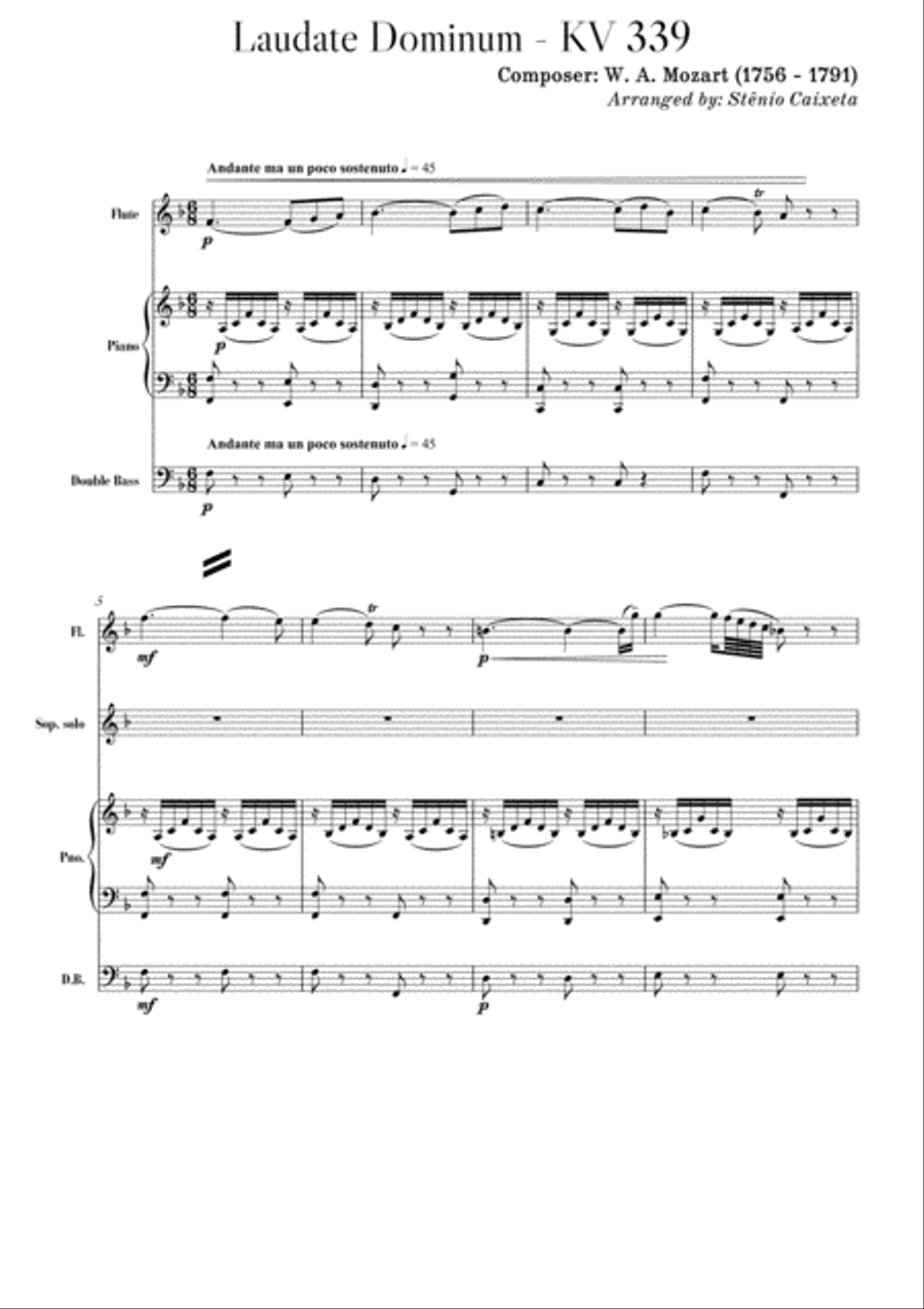 Laudate Dominum - Mozart KV 339 Small Ensemble scores gallery preview page 4