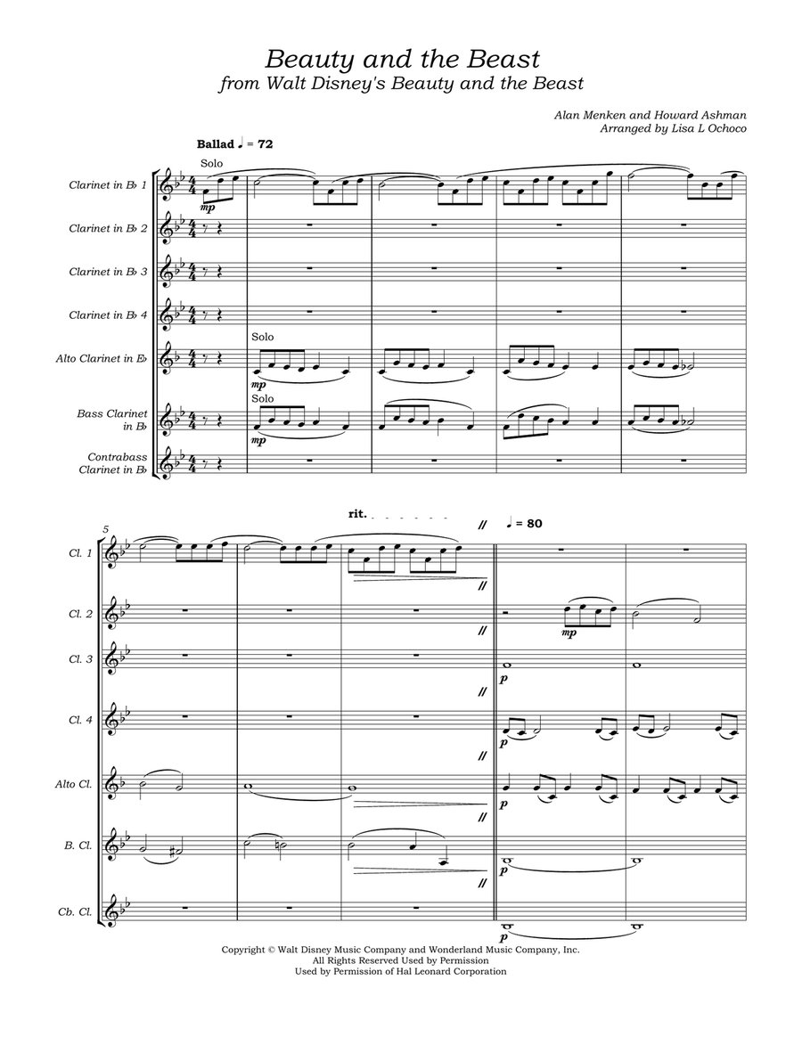 Beauty And The Beast Clarinet Choir scores gallery preview page 5