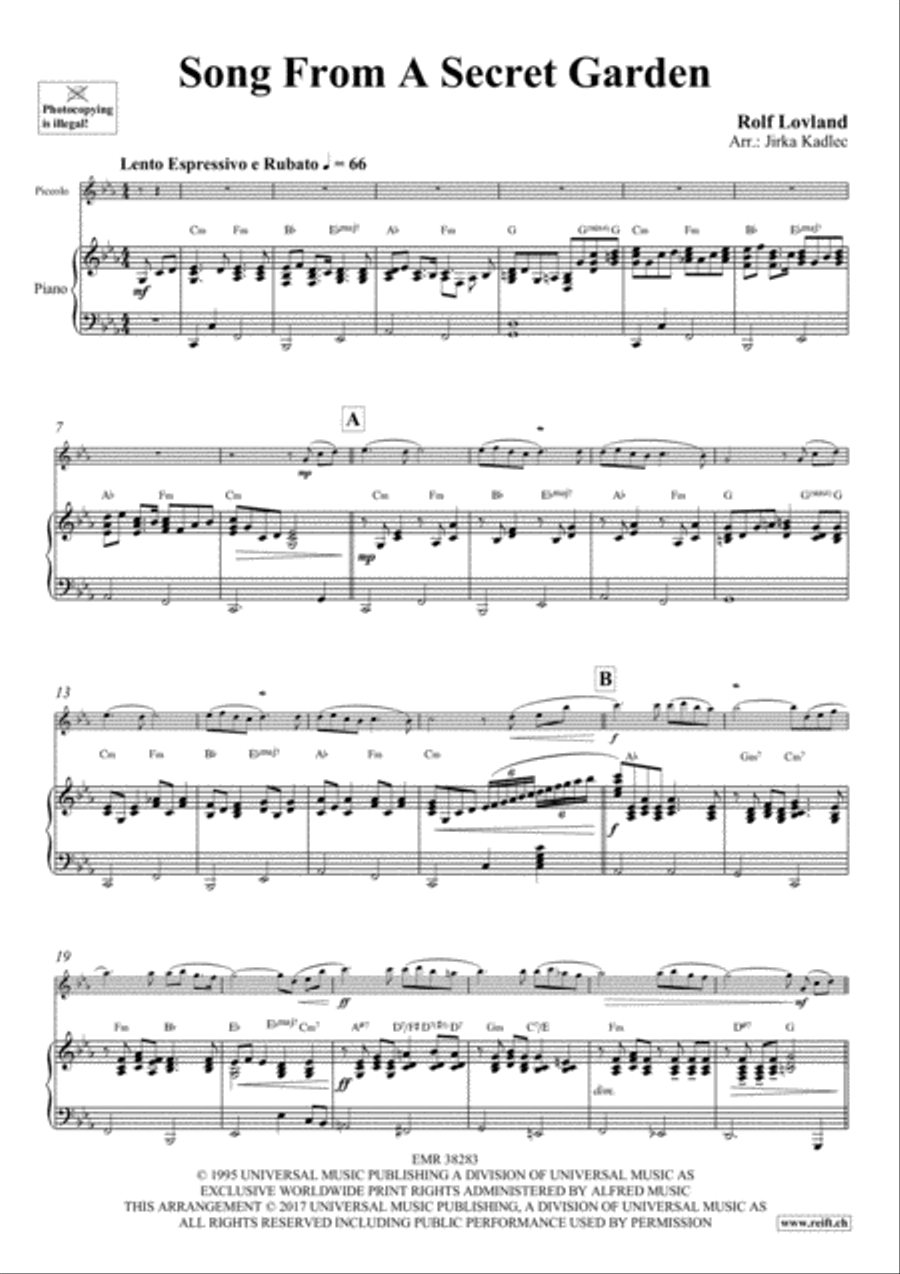 Song From A Secret Garden Piccolo scores gallery preview page 3