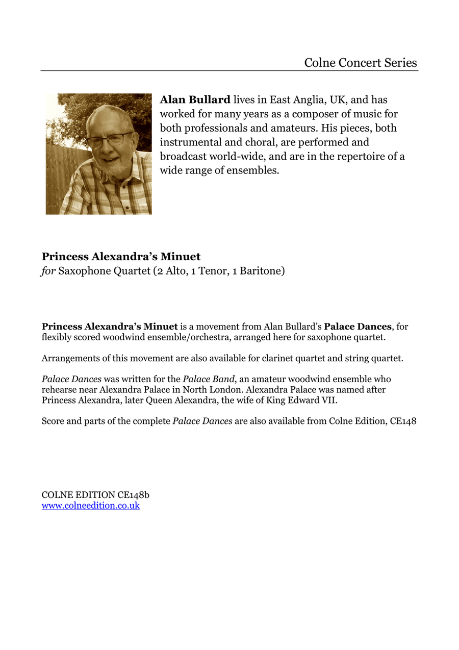 Princess Alexandra's Minuet (saxophone quartet) Saxophone Quartet scores gallery preview page 3