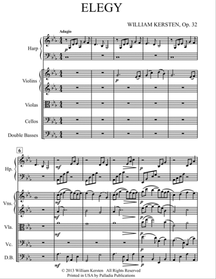 Elegy for Strings and Harp String Orchestra scores gallery preview page 3