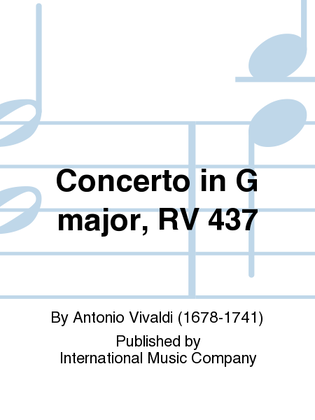 Book cover for Concerto In G Major, Rv 437