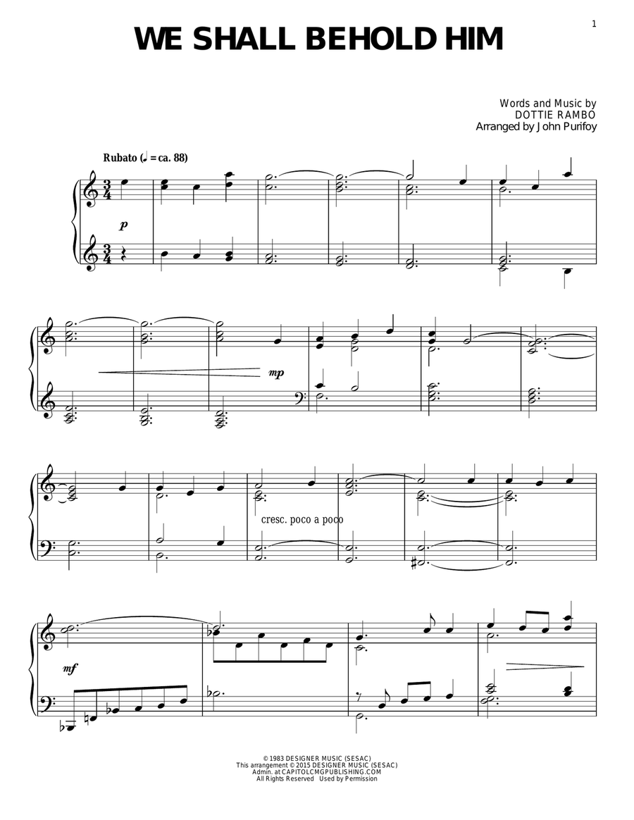 We Shall Behold Him Piano Solo scores gallery preview page 1