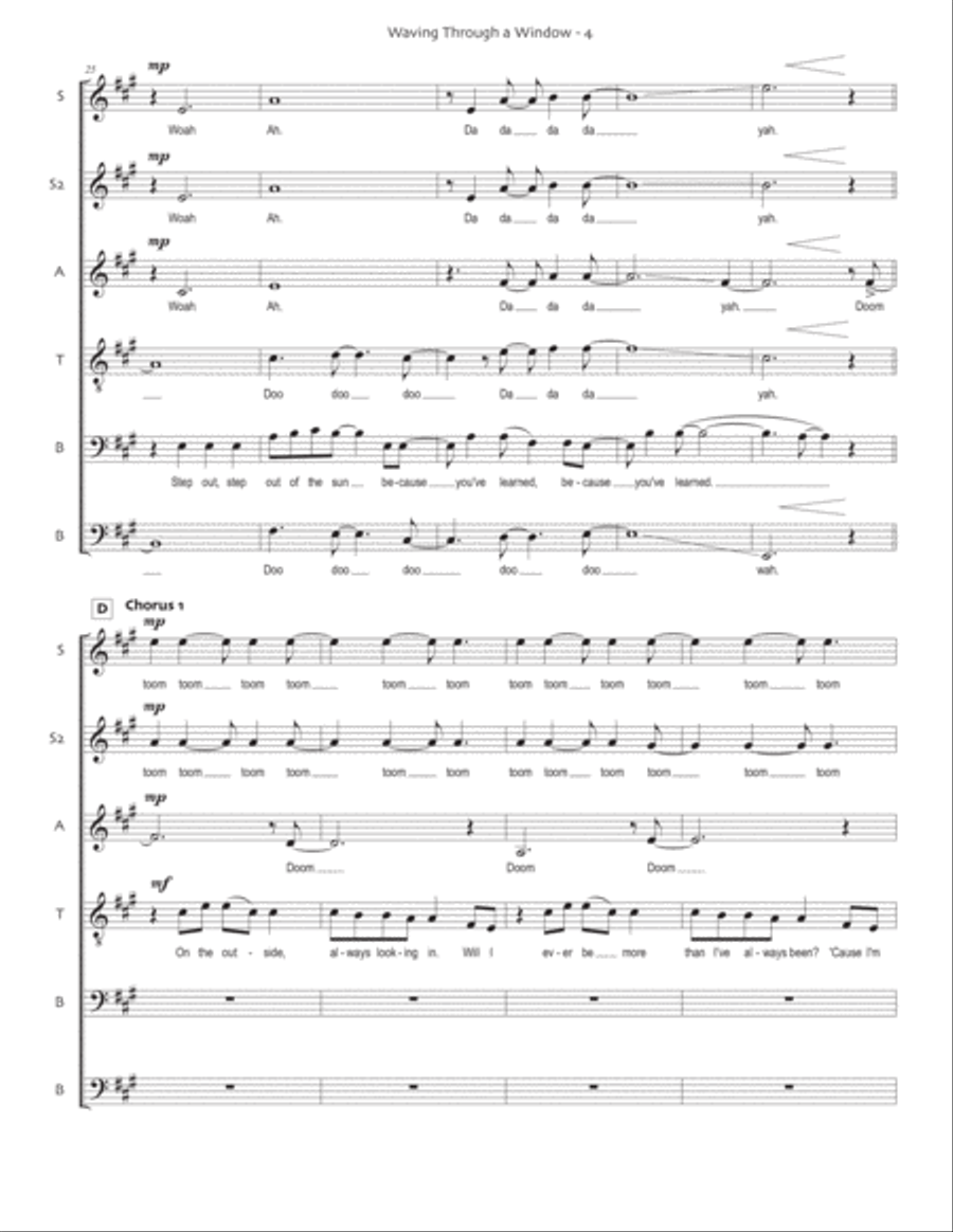 Waving Through A Window 4-Part scores gallery preview page 4