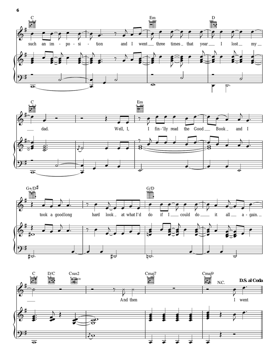 Live Like You Were Dying Live Like You Were Dying Piano, Vocal, Guitar scores gallery preview page 6