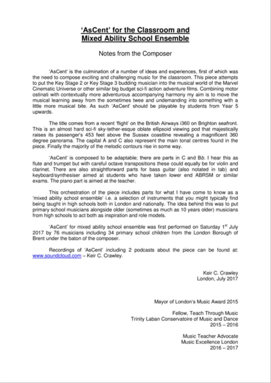 AsCent for Mixed Ability School Ensemble and Classroom Small Ensemble scores gallery preview page 2