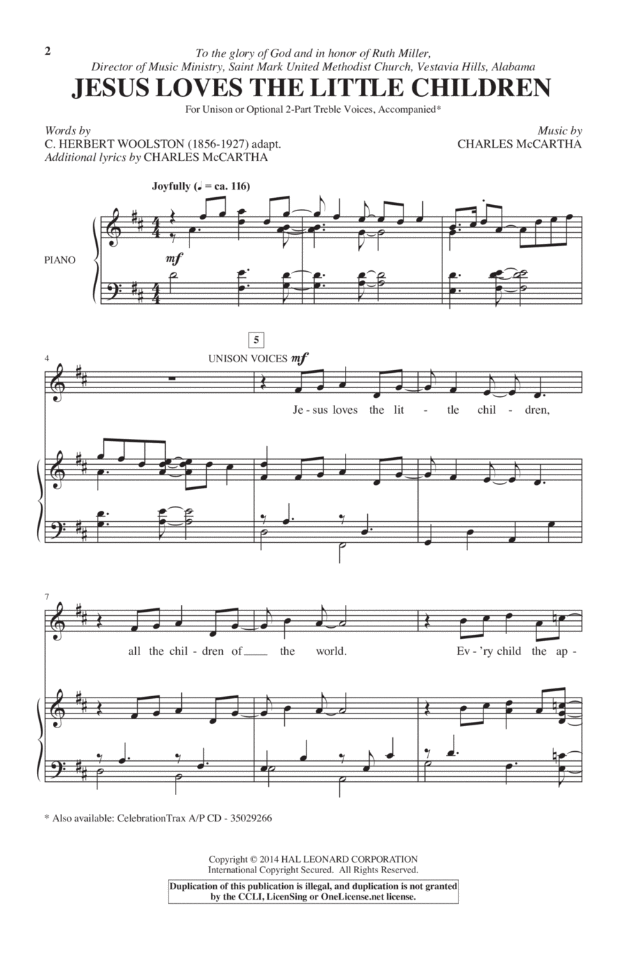 Jesus Loves The Little Children Children's Choir scores gallery preview page 1
