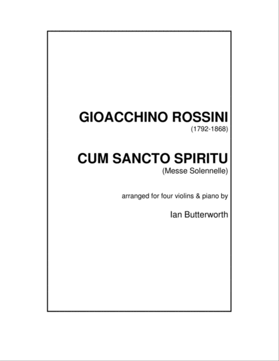 ROSSINI Cum Sancto Spirito (Messe Solenelle) for 4 violins & piano Violin Solo scores gallery preview page 1
