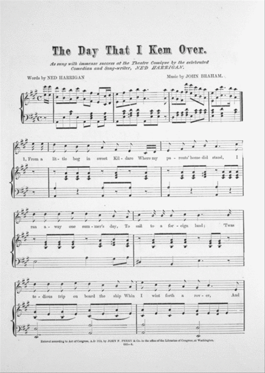 The Day That I Kem Over. An Original Sketch and Song Voice scores gallery preview page 2