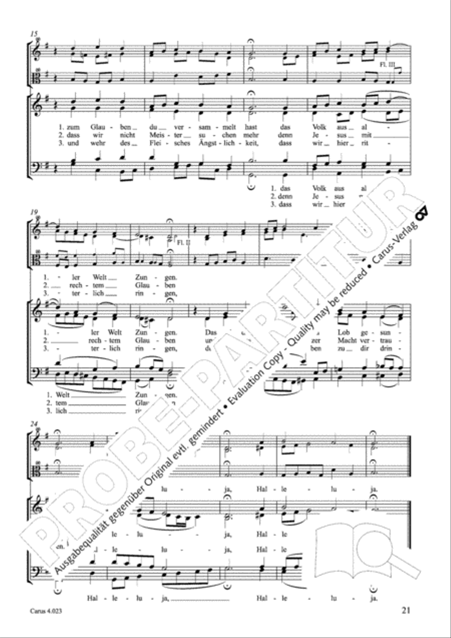 Luther Lieder in settings by J. S. Bach for mixed choir SATB 4-Part scores gallery preview page 22