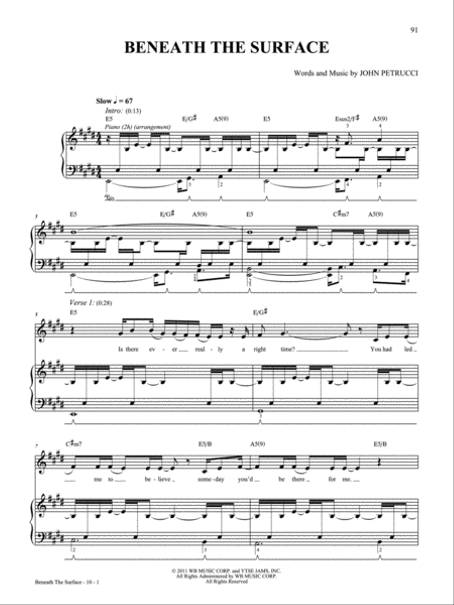 Beneath the Surface Piano, Vocal, Guitar scores gallery preview page 1