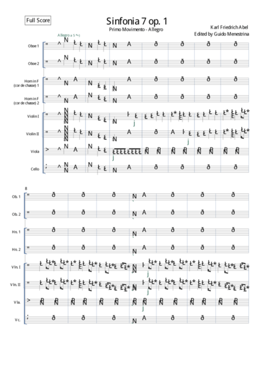 Karl Friedrich Abel - Sinfonia Op. 7 n. 1 - Primo Movimento - Allegro Small Ensemble scores gallery preview page 2