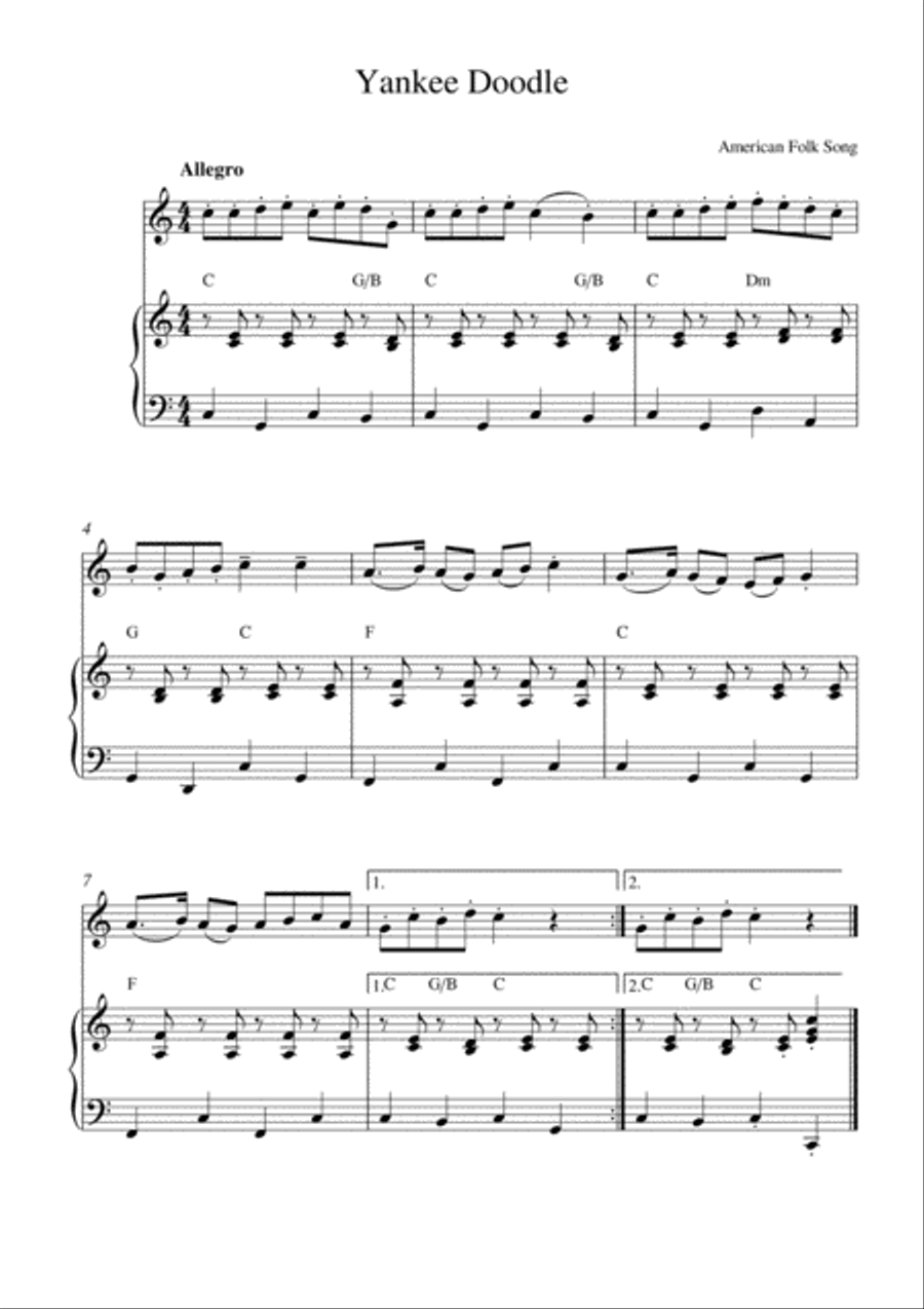 Yankee Doodle Yankee Doodle Piano scores gallery preview page 1