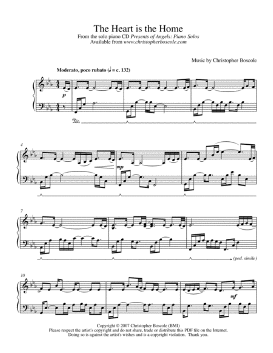 The Heart is the Home Piano Solo by Christopher Boscole Piano Solo scores gallery preview page 1